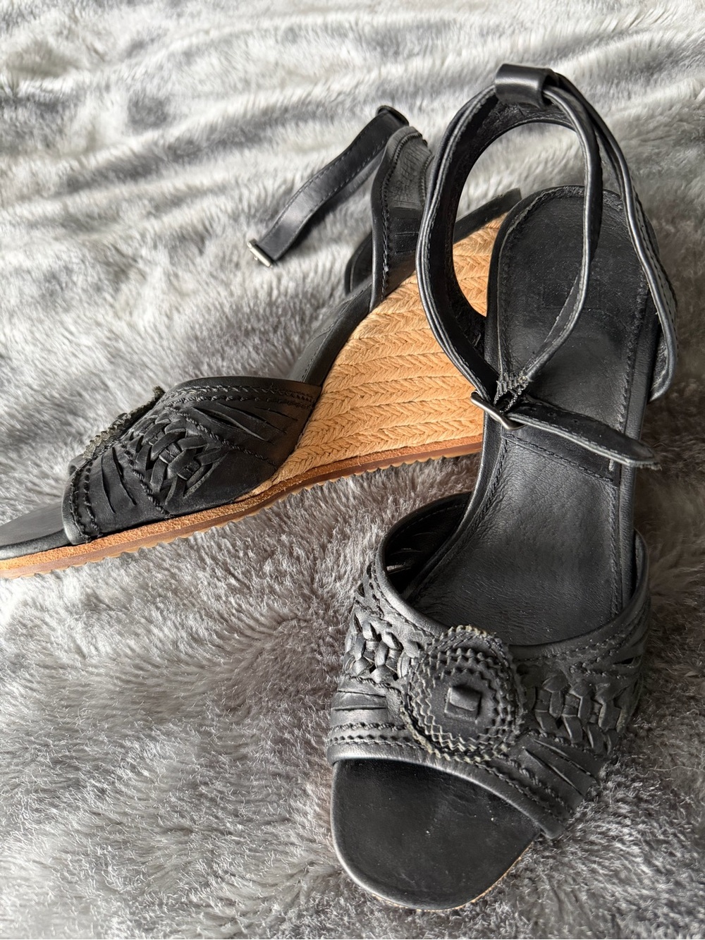 Frye leather espadrille wedge sandals